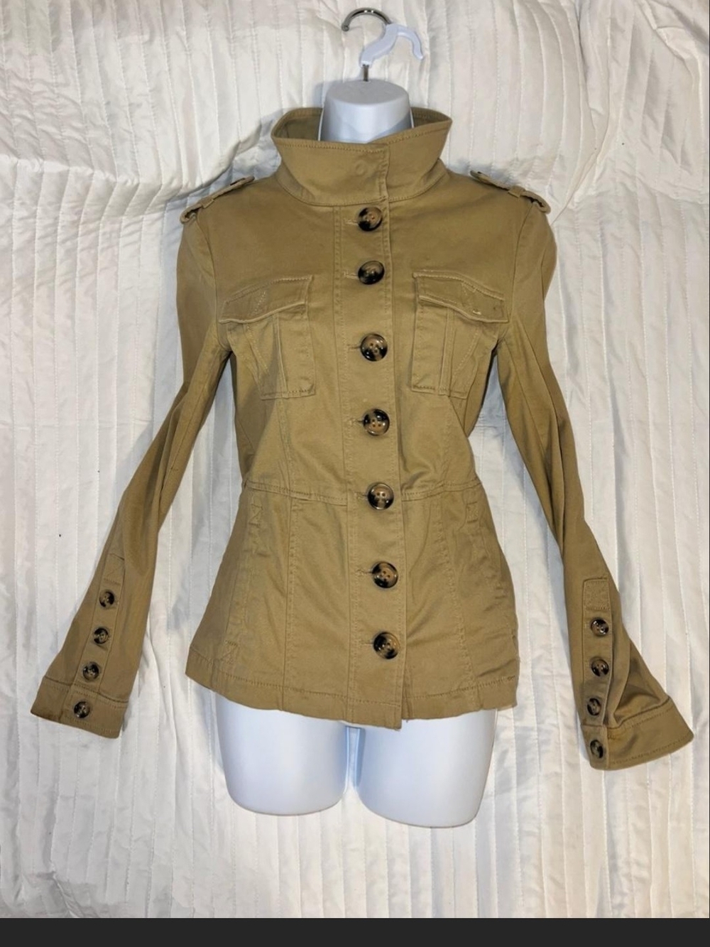 Divided Utility Jacket in Khaki Tan with Button Front